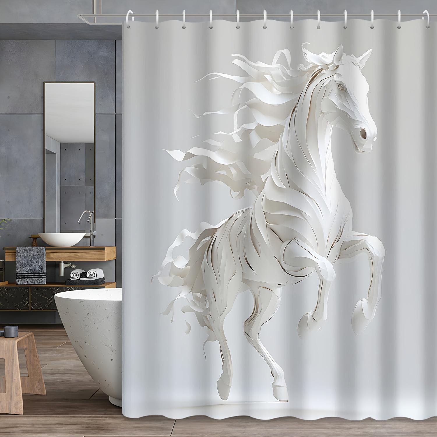 

White Stallion Tapestry - Majestic Horse In Motion Wall Hanging For Living Room, Bedroom Decor - Equestrian Home Decoration W60H190(CM)-1 Pcs