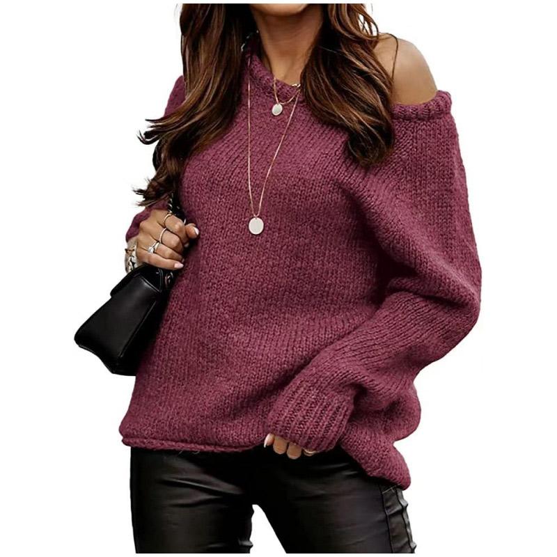 Autumn Women Casual Long Sleeve Sweaters Crew Neck Pure Color Soft Ribbed Knitted Oversized Loose Pullover