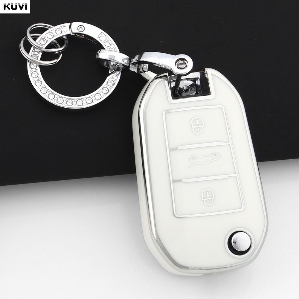 Pink TPU Style Car Folding Key Case Cover Shell For Peugeot 208 3008 308 508 408 2008 307 4008 For Citroen C4 C3 C6 CACTUS C8