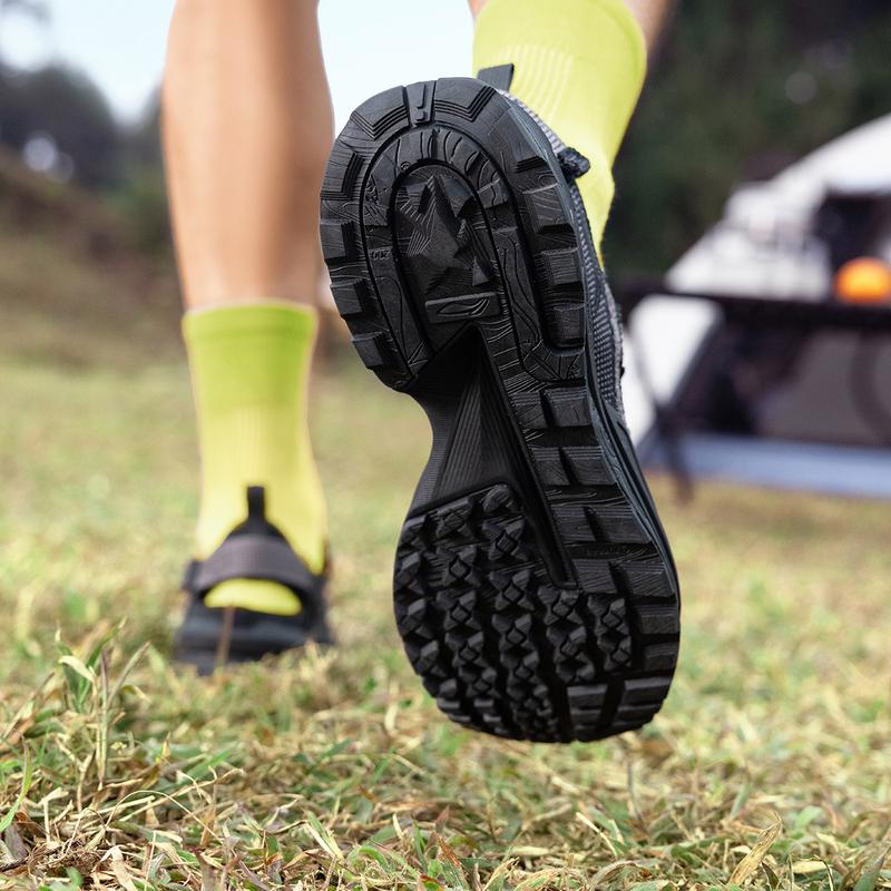 New LiNing CF Tracing, Xunchuan Shock Absorbers Slip Resistant Abrasion Resistant Low Top Hiking Shoes Unisex Black Gray AHLV001-4