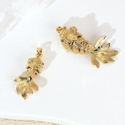Copper Real Gold Color-Preserving Electroplating Koi Goldfish Carp Swing Pendant Diy Bracelet Necklace Earring Accessories