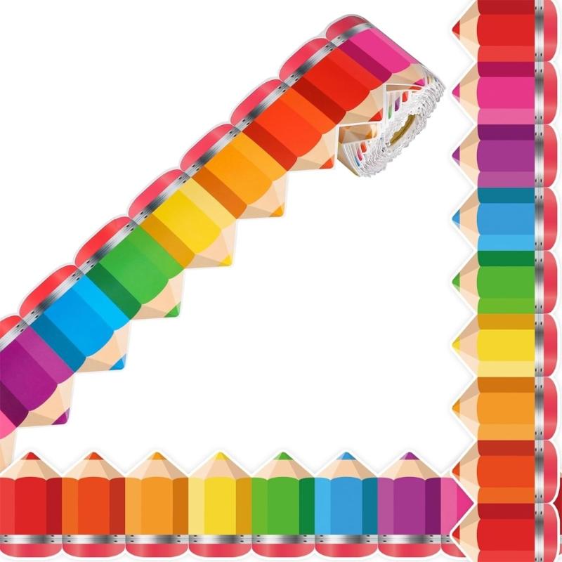 32.8ft Pencil Pattern Border Trim Wall Sticker for Chalkboard Notice Board Decoration Bulletin Board Border Trim Sticker