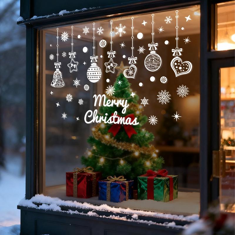 Christmas Ball Electrostatic Stickers, Shop Festival Decorations, Window Decorations, Glass Door Atmosphere Stickers
