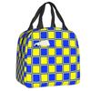 Custom Blue Yellow Square Checkered Thermal Insulated Lunch Bags Resuable Lunch Container for School Multifunction Food Box
