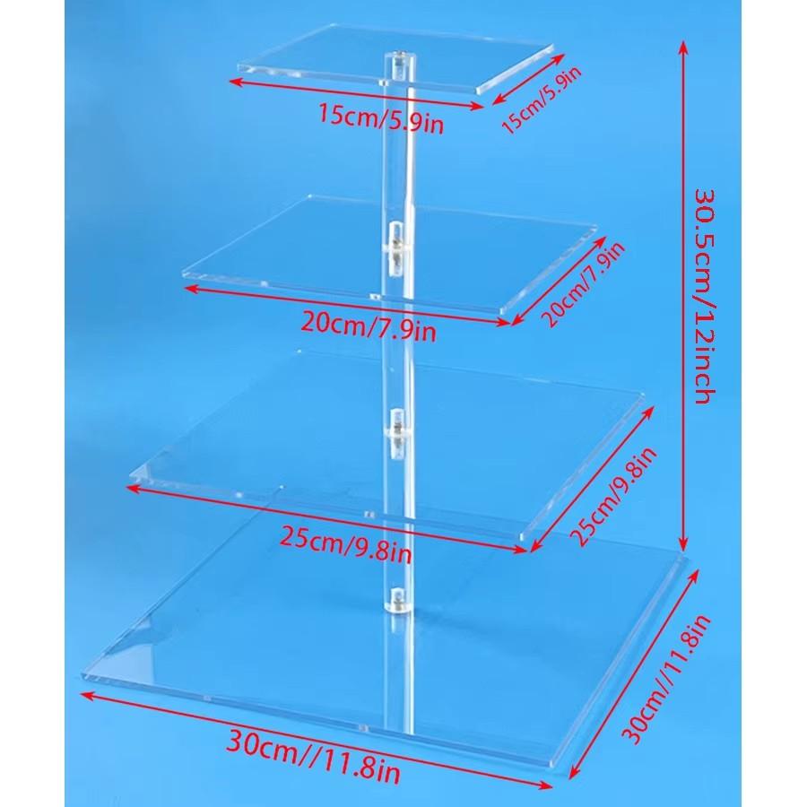 3/4 Layers Acrylic Multi-Purpose Square Display Stand Base For Cupcake Jewelry Statue Decor Wedding Party Desktop Storage Rack