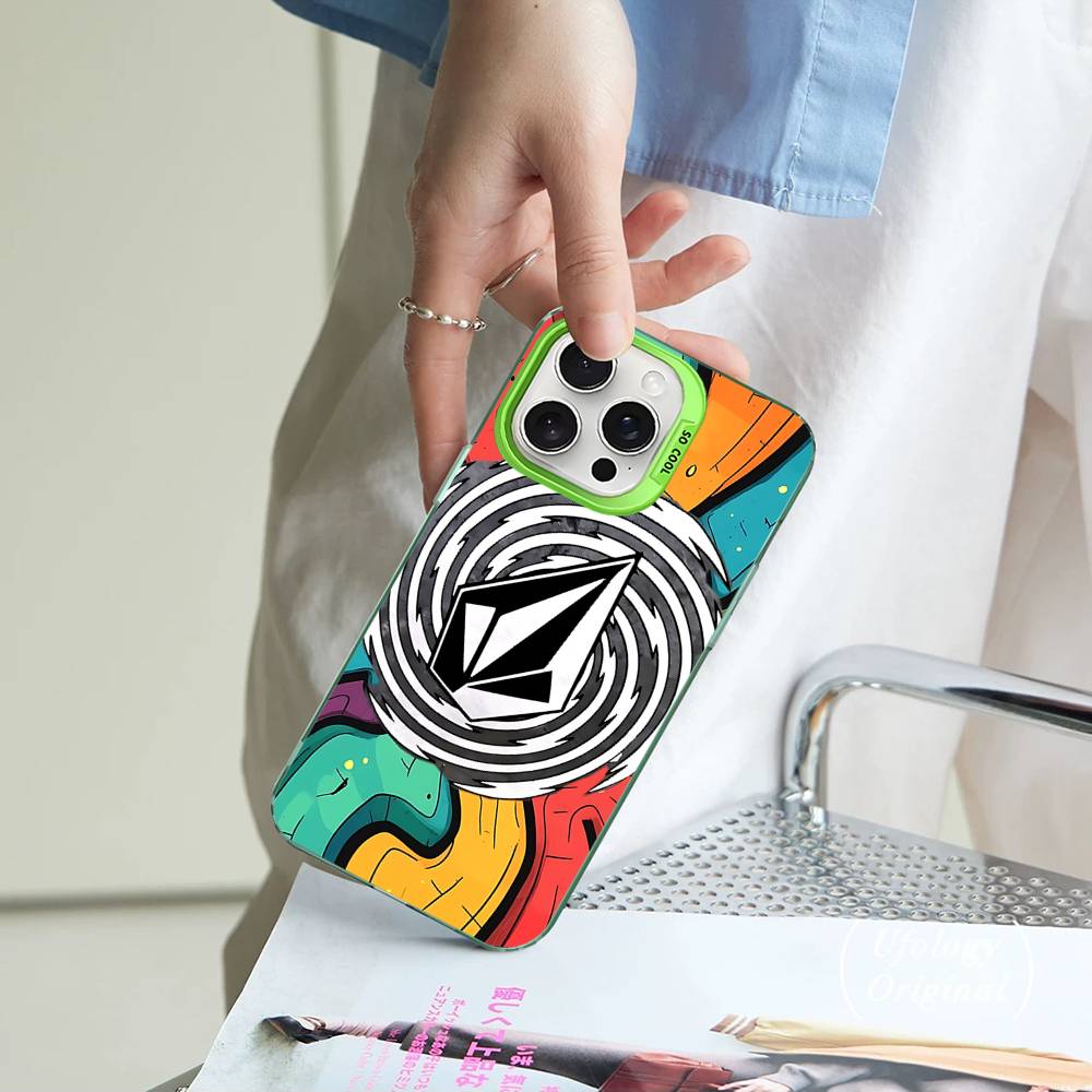 V-Volcom LOGO Fashion For Iphone 15 14 13 Plus 17 16 12 11 Pro Max Matte Colored Silver Luxury Phone Cover