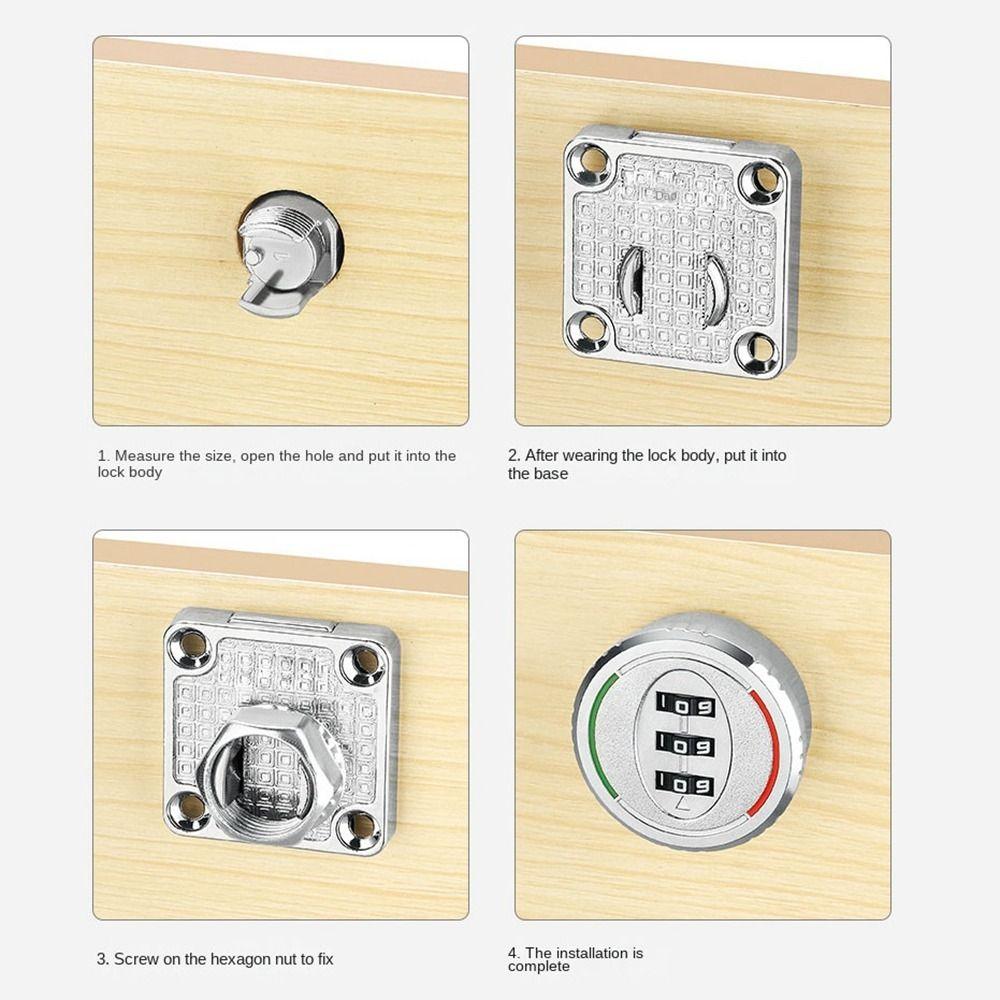 Home Security Drawer Combination Lock 3 Digital Code Wardrobe Code Lock Password Locker  Cabinet