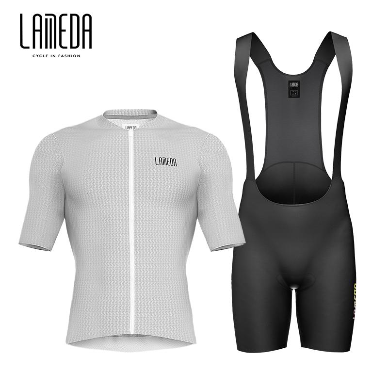 2026 Lameda Cycling Clothes Summer Men's Short Sleeved Fast Drying Breathable Cycling Jersey Cycling Shorts Strap Set for Men