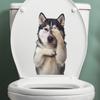 Süße schüchterne Husky Wandaufkleber Wasserdicht Abnehmbar Selbstklebend Toilettenaufkleber für Badezimmer Heimwanddekoration