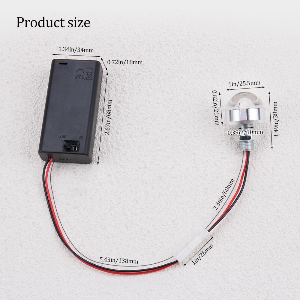 ZORZA 1Pcs Miniature LED Lights Battery Holder with On/Off Switch Flexible 10cm Wire for Fairy Garden & DIY Lighting Projects(Warm White Light)