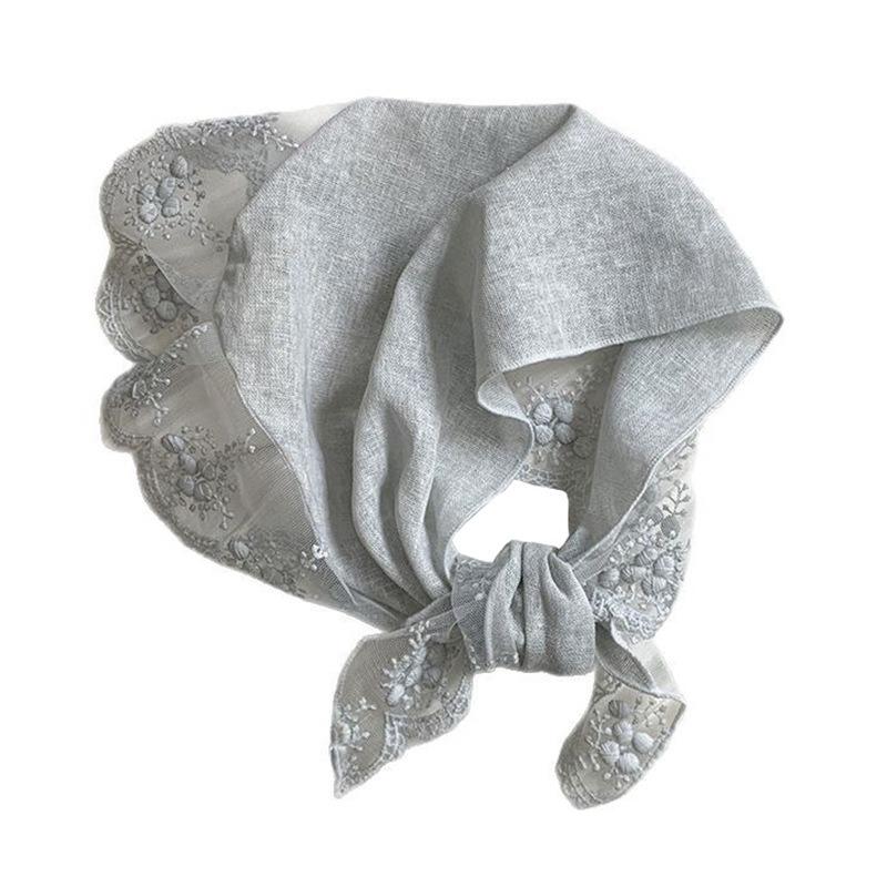 Lace triangle scarf scarf women's new models with casual daily thin versatile bag head scarf silk scarf headband