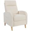 Relax Recliner Chair Upholstered In Synthetic Linen With Footrest And Side Pockets Load 135 Kg Cream