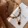 Maillard Wears Natural Tiger'S Eye Stone Baroque Stacked Necklace Women'S Accessories 2025 Collarbone Neck Chain