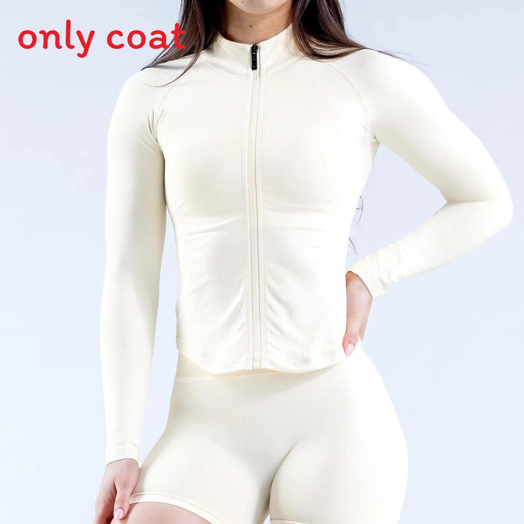 Seamless Long Sleeve Yoga Jacket With Zipper For Women Fitness And Running Activities