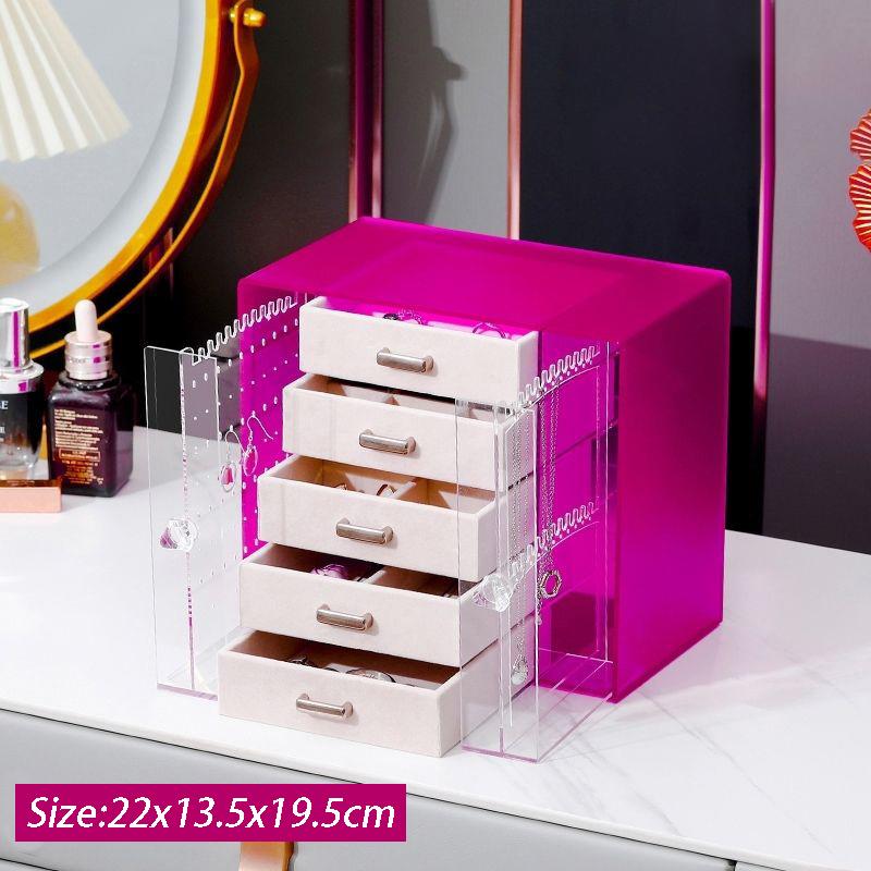 Acrylic Jewelry Box Multi-layer Earrings Necklace Storage Display Box Dressing Table Jewelry Ring Lipstick Organizer Boxes