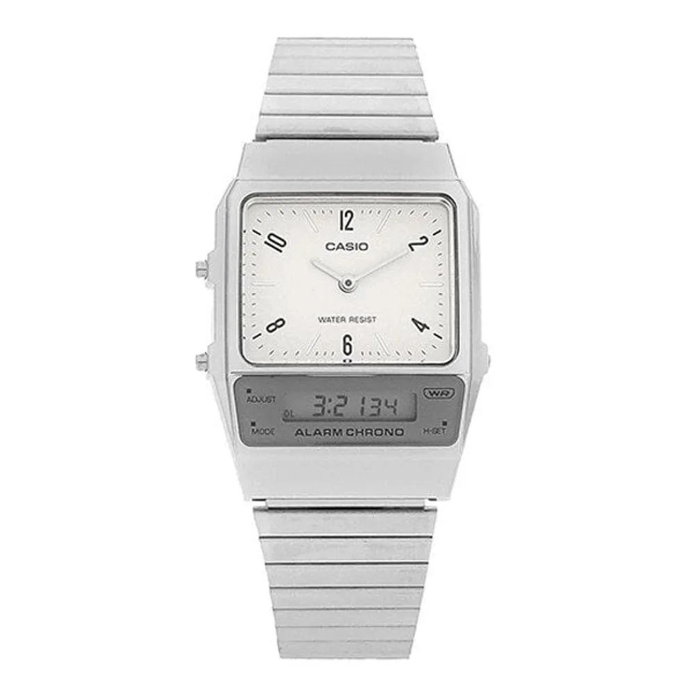 Cio AQ-800E-7A2DF (AQ-800E-7A2) Analog Digital Square Vintage Retro Unisex Metal Watch AQ-800E-7A2DF