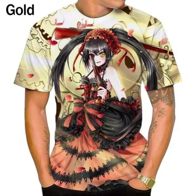 Anime DATE A LIVE Kurumi Tokisaki Koszulki Męskie Damskie Drukowane 3D Moda Casual Harajuku Krótki Rękaw O-Neck Dziecięce Topy Ubrania
