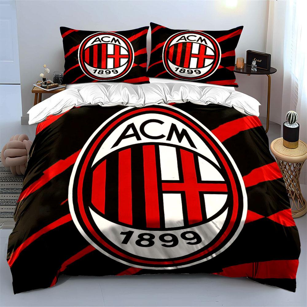 Set Biancheria da Letto Logo AC Milan Set Copripiumino Copripiumino Federe (1 * Copripiumino 2 * Federe, senza piumino)