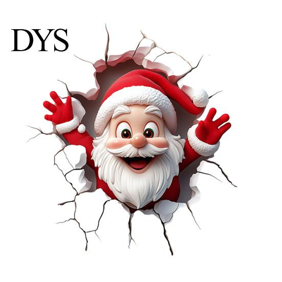 Removable PVC Mural Christmas Toilet Sticker, Funny Santa Claus Lid Tank Decals Self-Adhesive 3D Hole Waterproof Decal for Bathroom Decoration Festive