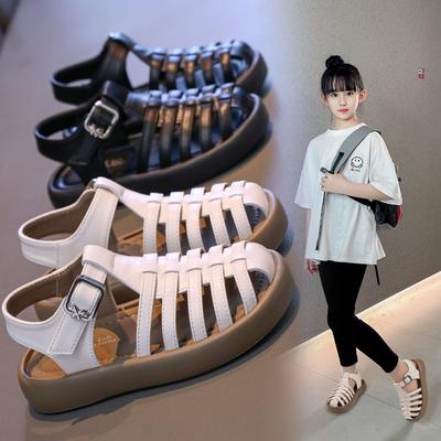 Children's Shoes, Girls' Princess Sandals, Korean Style Closed-toe Soft Sole, Little Girls' Roman Beach Shoes, Anti-slip Sports Sandals.