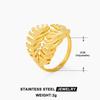 Elegant 18K Gold-Plated Geometric Stainless Steel Ring with Natural Stone, Adjustable for Women