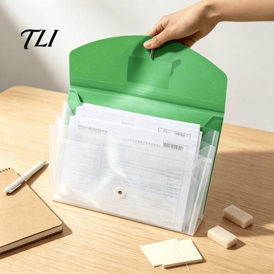 Waterproof Paper Storage Expandable Document Folder with Label Slot, Layered Design PP File Durable Bag Envelope, Secure Rope Closure Organizer