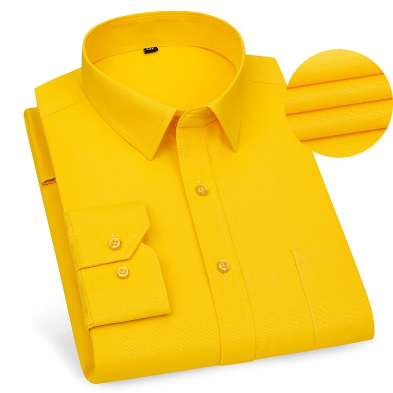 Men Formal Shirt Long Sleeve Office Solid Color Striped Business Social Men's Long Sleeved Shirt Work White Shirt Men Clothing