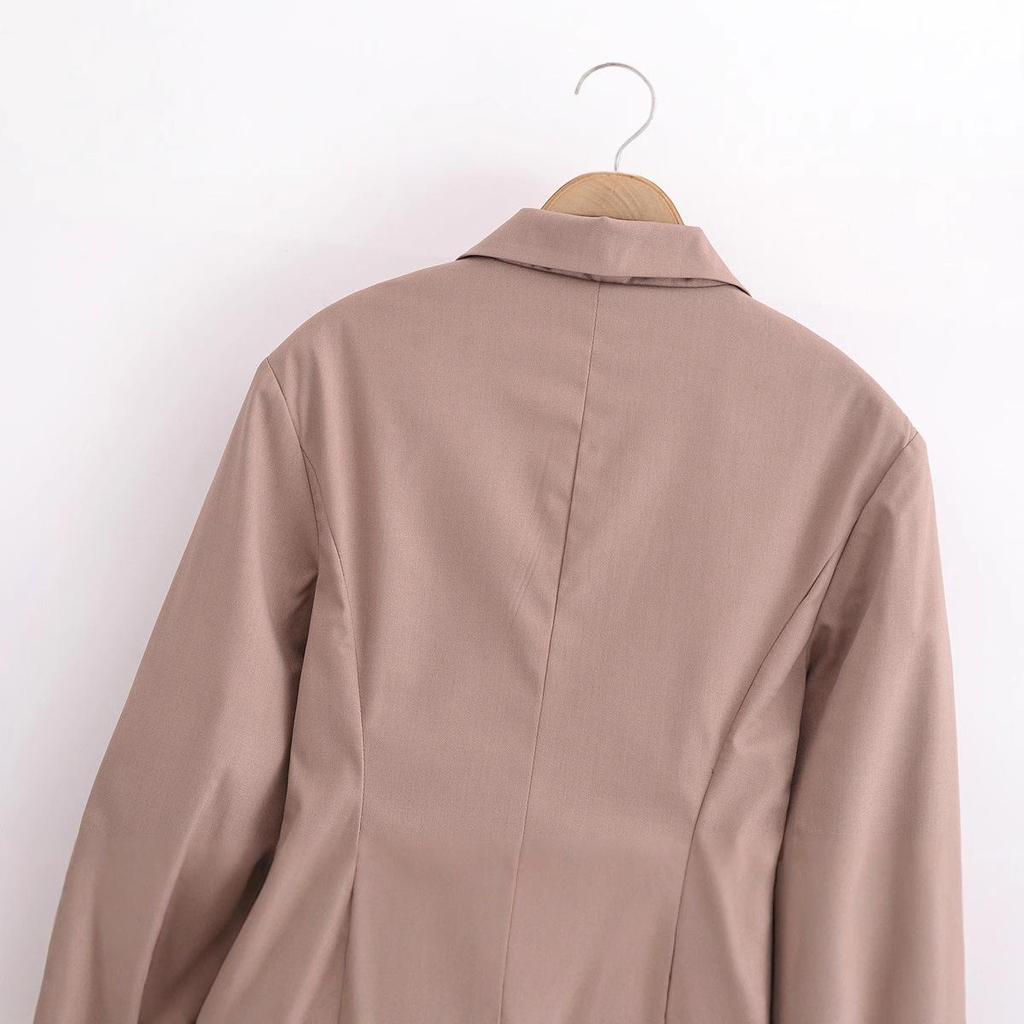 2025 Spring Women's European & American Double-Breasted Lapel Suit Dress