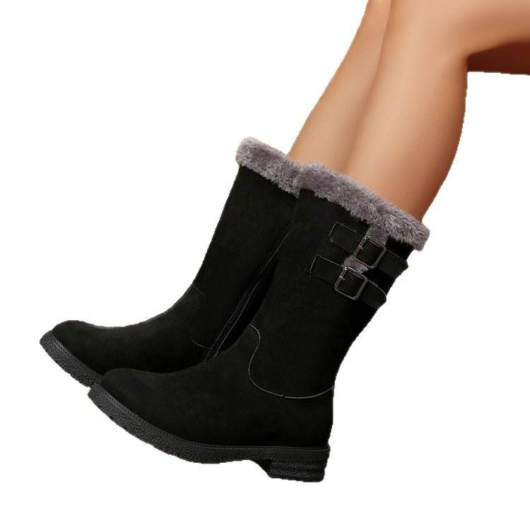 Damen leichte bequeme dicke Sohle kalt warm gefüttert Schneestiefel rutschfest verschleißfest Outdoor-Sport Mittelhohe Baumwollstiefel