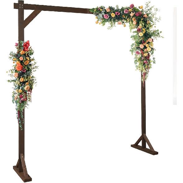 7.2ft Wooden Wedding Arch Wedding Decor for Yard Dark Brown 7.2ft x 7.2 ft/L x H