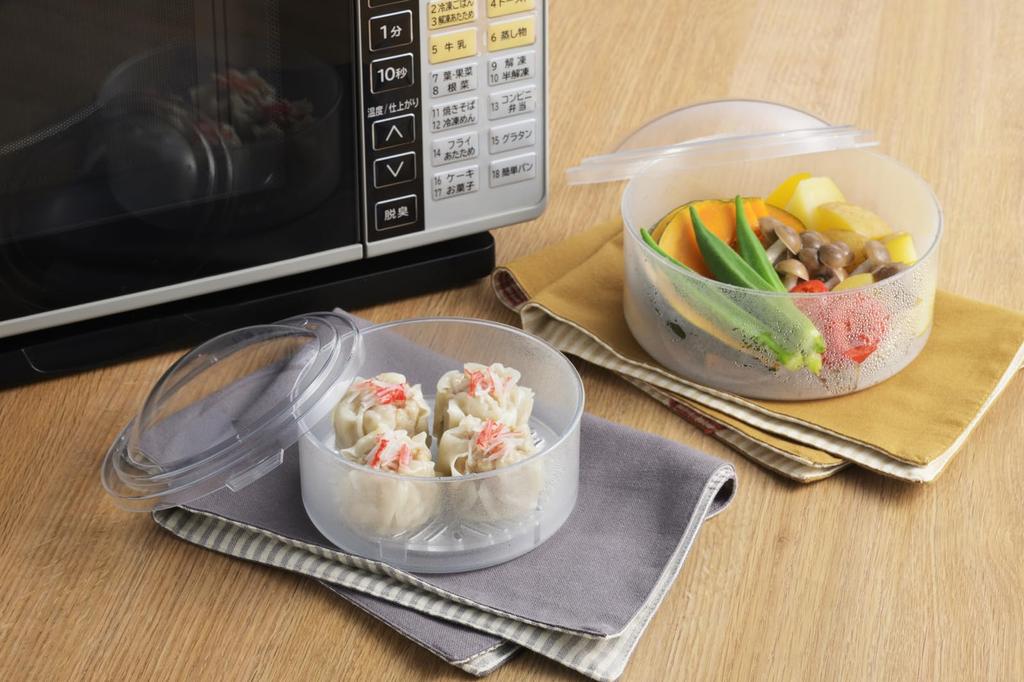 Yoshikawa Clear Microwave Steamer with Strainer and Small 4003101 (Large Set)