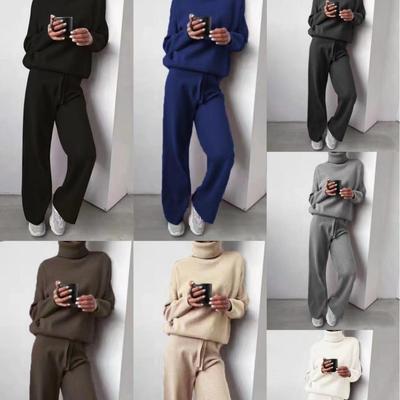 Stylish High Neck Solid Color Spliced Knitted Two-Piece Set - Autumn/Winter 2025 Collection
