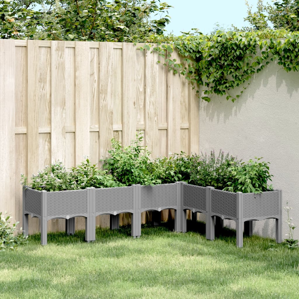 Planter with Legs Light Grey 160 x 120 x 42 cm PP