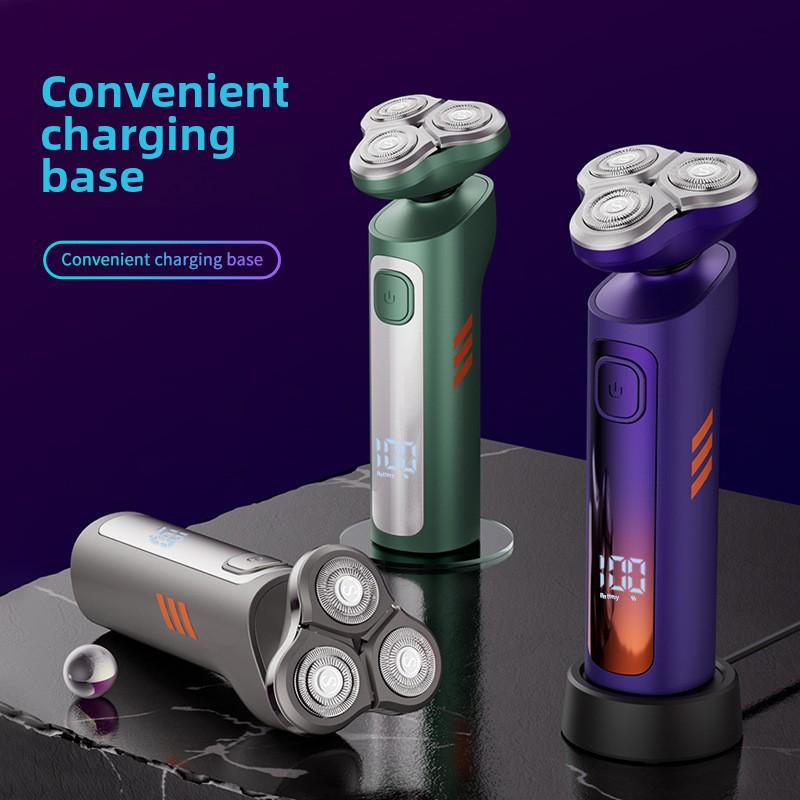 Men's Rechargeable Wet & Dry 3D Floating Shaver - Full Body, Washable, Electric, Three-Blade.