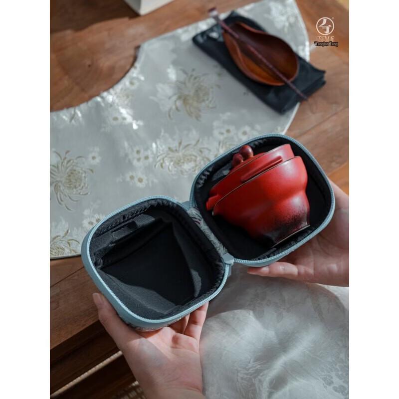 Edenus Japanese Style Portable Gongfu Tea Set - Lacquer Red Glaze