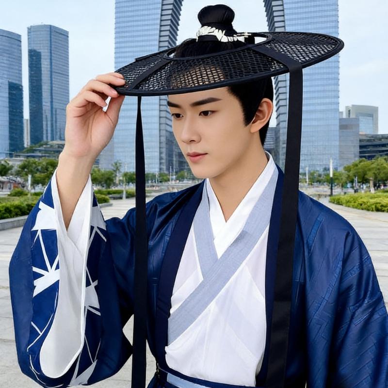Black Traditional Headwear Polyester Hollow Woven Hat Cosplay Costume Hat Fashion Accessory for Multiple Uses