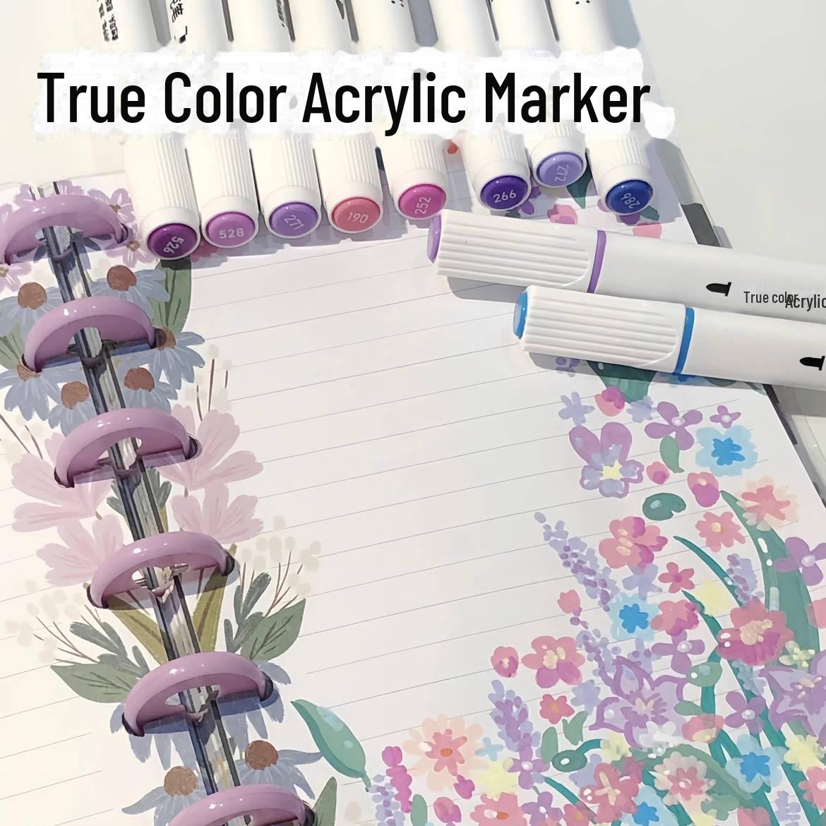 

Набор двухсторонних акриловых маркеров Xiaohongshu True Color, мягкий наконечник, 60 непрозрачных акварельных красок