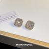Sweet Temperament, Fashionable, Slightly Inlaid with Diamonds, Four-leaf Flowers, Mosquito Coil Disc,no Ear Piercings, Classic Versatile Earrings