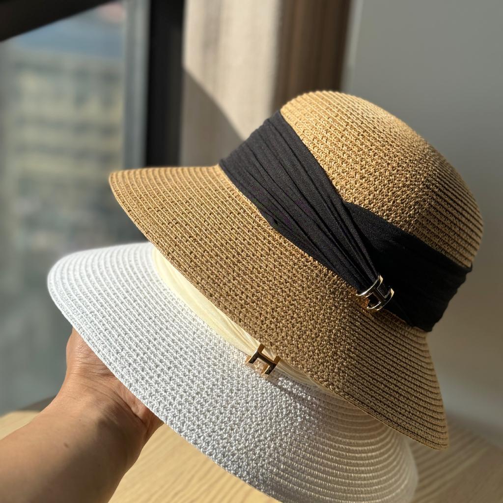 New French Straw Hat Women's Summer Seaside Sun Hat Beach Vacation Basin Hat Shade