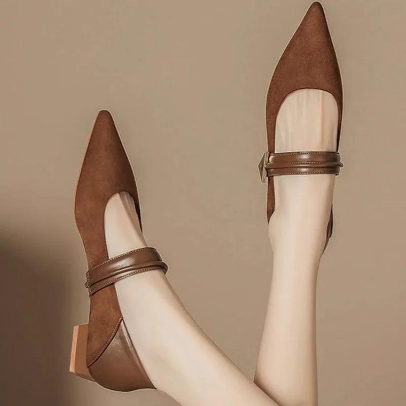 Suede Women Pointed Toe Heels Shoes Sexy Elegant Dress Sandals Women Designer New Pumps Woman Loafers Chunky Mujer
