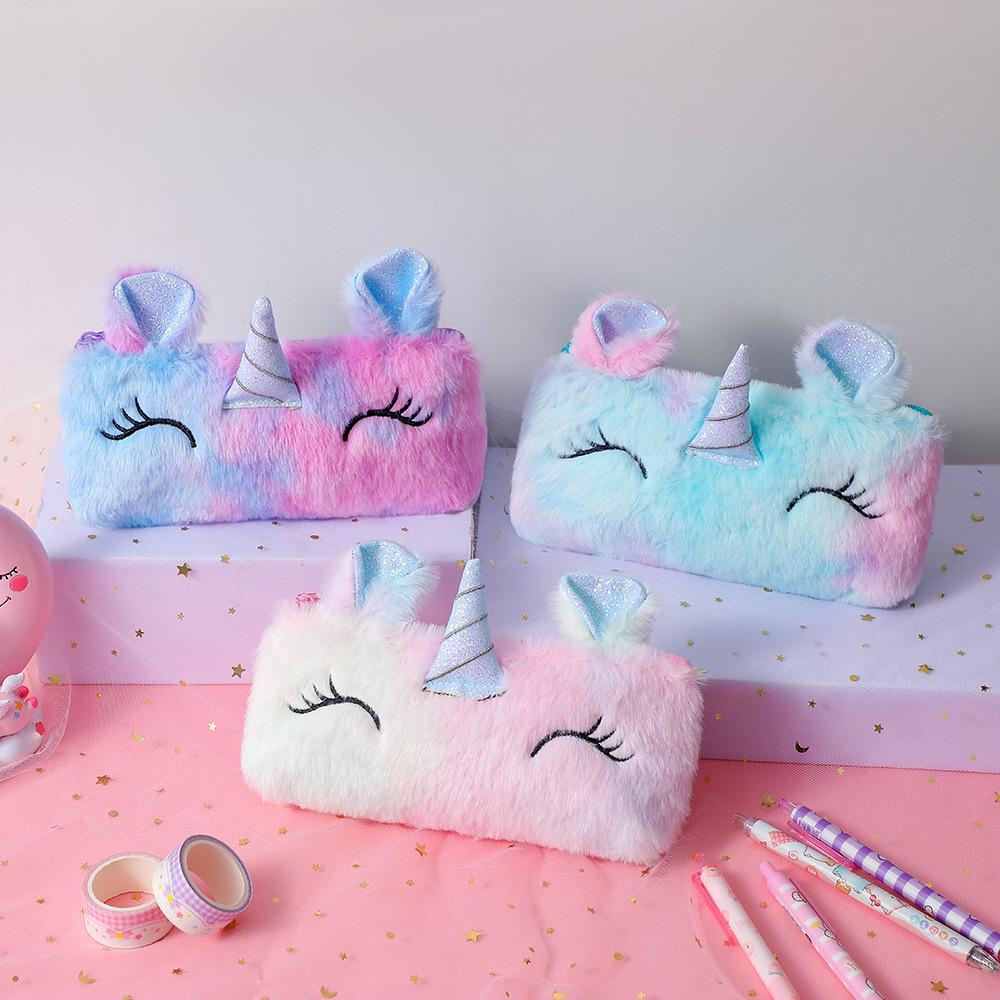 Unicorn Plush Pencil Case: Cute Cartoon Stationery Holder for Kids