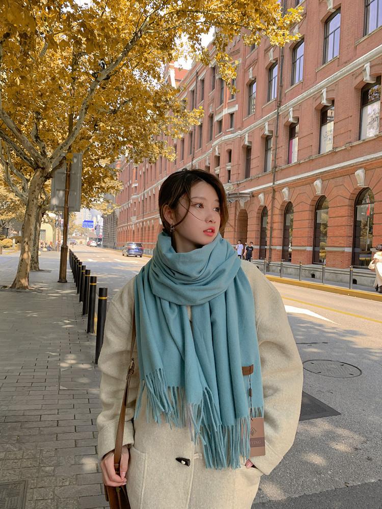 Cashmere Scarf Women'S Winter Thickened Solid Color Wool Scarf Versatile Shawl Men'S Autumn And Winter White Scarf