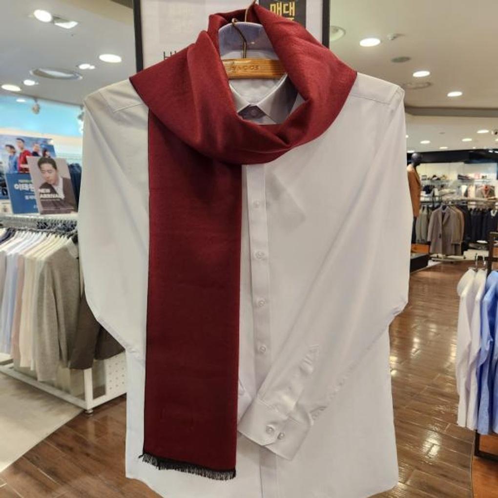 Men's Winter Warm and Cozy Wool Blend Muffler Black Red Double-Sided Scarf VM1L4BR101 K0-1