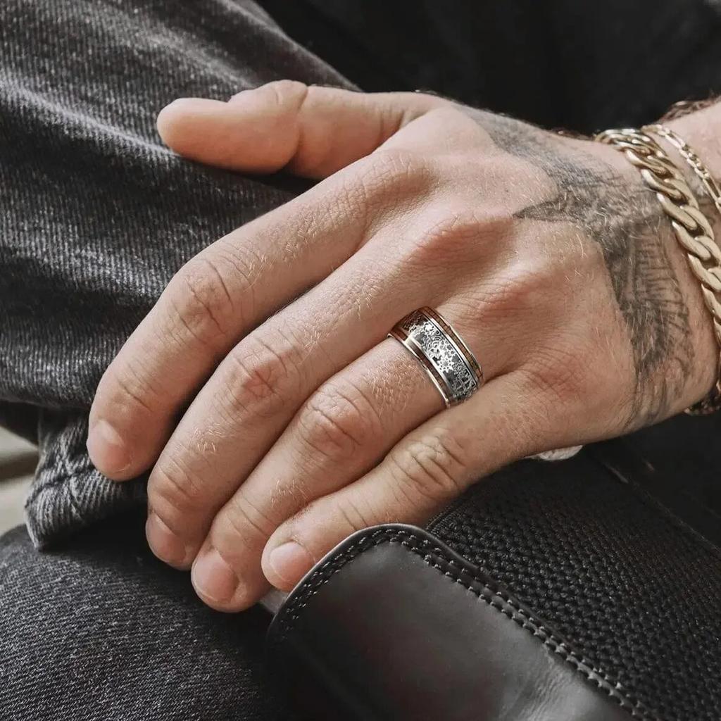 Mode Steampunk Zahnrad Edelstahl Ringe Inlay Koa Holz Ringe Für Männer Hochglanzpoliert Hiphop Punk Rock Biker Schmuck