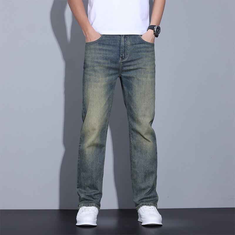 New Summer Jeans Men Straight Slim Washable Old Retro Pants Men