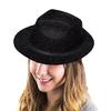 Sparkling Glitter Powder Wide Brim Hiphop Fedora Hat for Stage Party Lovers