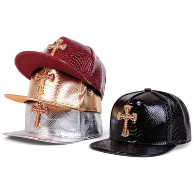 Cappellino da Baseball in Ecopelle con Decorazione a Croce da Uomo Cappellini Hip Hop a Visiera Piatta da Donna Cappello Sportivo da Esterno per Coppia Cappelli da Sole