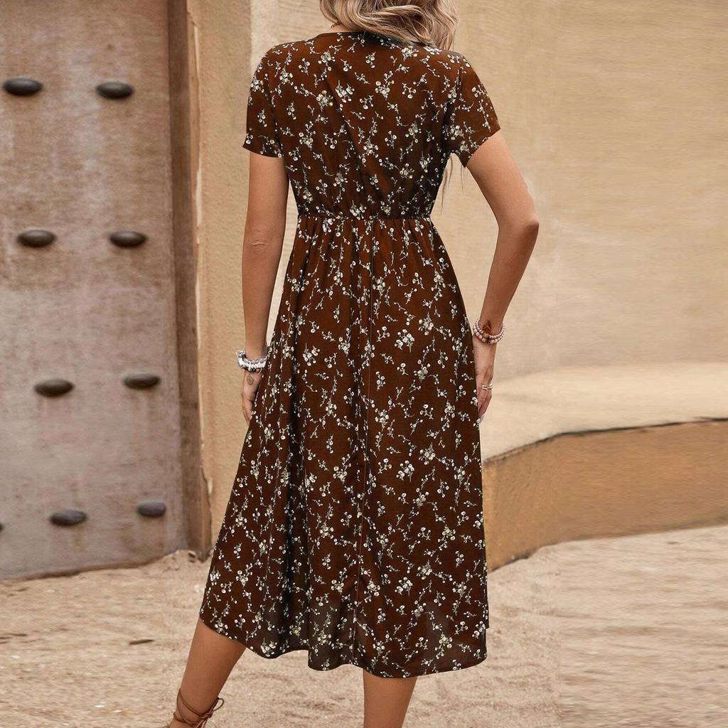 Women's Long Dress Maxi Dress Casual Dress Chiffon Dresses Swing Dress Casual Mature Outdoor Daily Date Ruffled Short Sleeve V-neck Dress