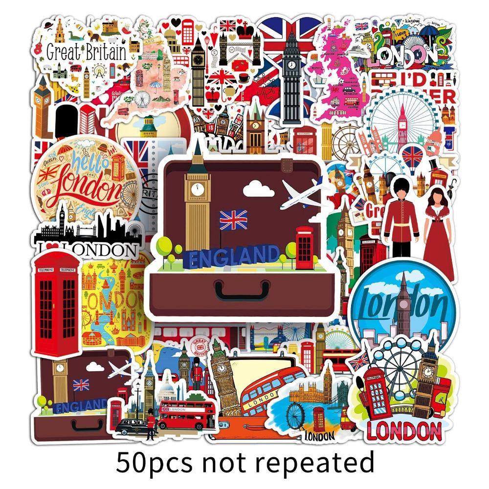 

50pcs Beautiful Views of Great Britain Cartoon Graffiti Stickers Waterproof Decorations Case Notebook Decor Trendy Gift