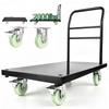 Heavy Duty Platform Truck, 2000 Lbs Capacity, Industrial Steel Flatbed Cart with Swivel Wheels and Handle, Platform Hand Push Truck Dolly